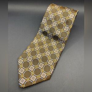 Robert Talbott Best Of Class Silk Tie Brown Blue Made In The USA 4” Geometric